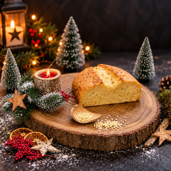 Butter-Mandelstollen ungestrichen halb