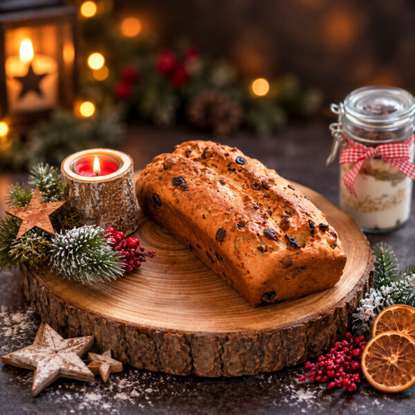 Dinkel-Butter-Rosinenstollen - ungestrichen