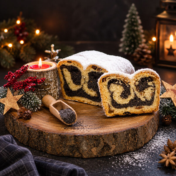 Mohnstollen - gestrichen halb