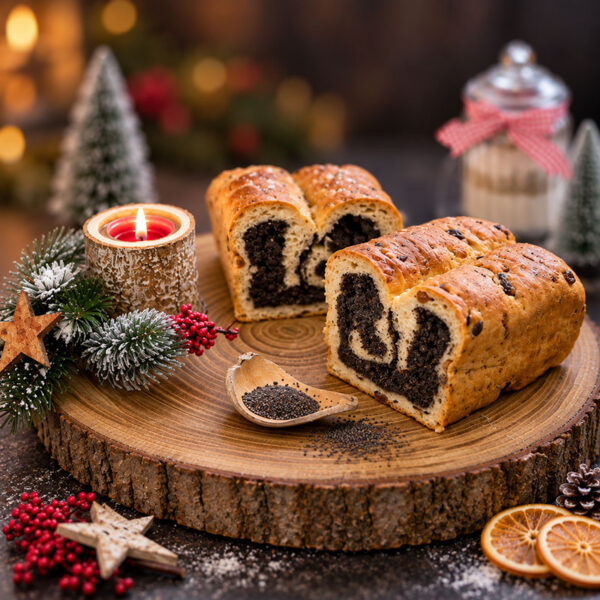Mohnstollen ungestrichen halb