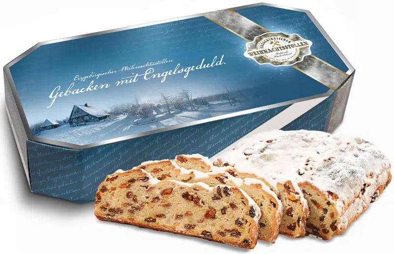 Original erzgebirgischer Stollen mit Verbandskarton von originalstollen.de